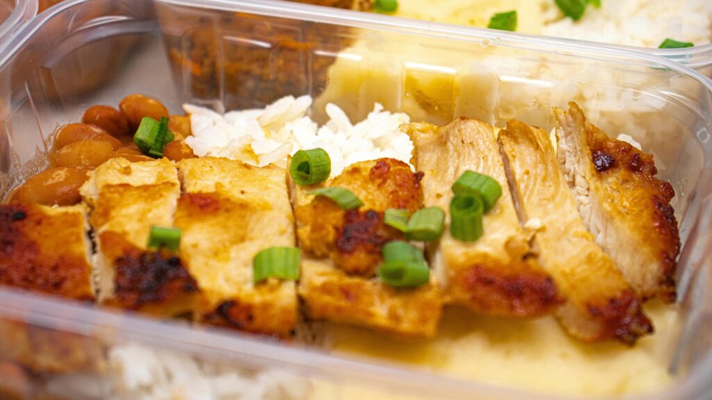 Grilled chicken with rice and peas fit for a dinner meal prep ideas photo